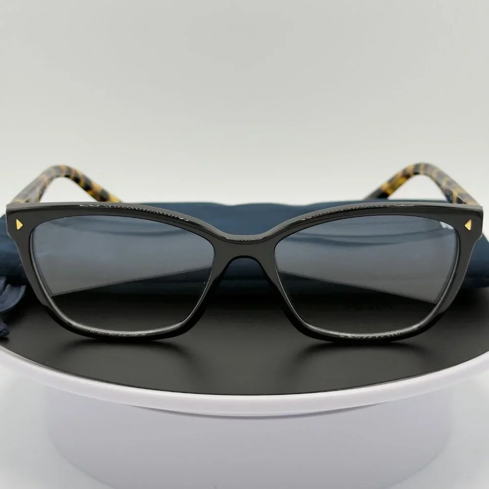 Prada Eyeglasses VPR15Z 389-1O1 Glasses Black on Brown Yellow Havana 53mm READ